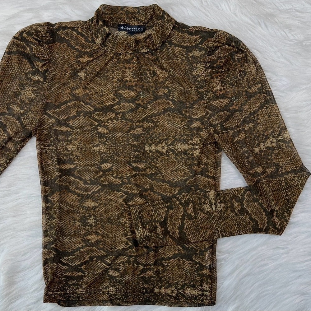 Electrica Sheer‎ Snake Print Long Sleeve Top